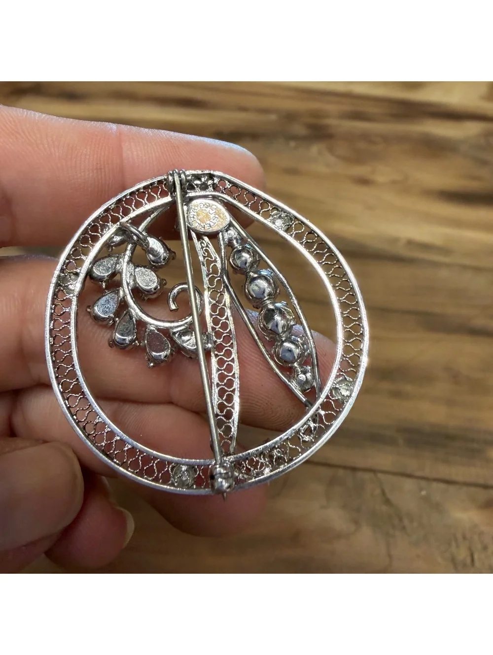 Sterling Silver rhodium plated rhinestone brooch vintage 50s/60s